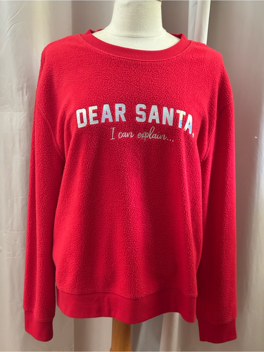 No Boundaries Red Fleece Sweatshirt with Silver Metallic Lettering - XXXL